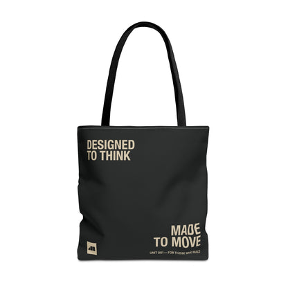 'Designed to Think' Tote Bag — Canvas AOP Carryall