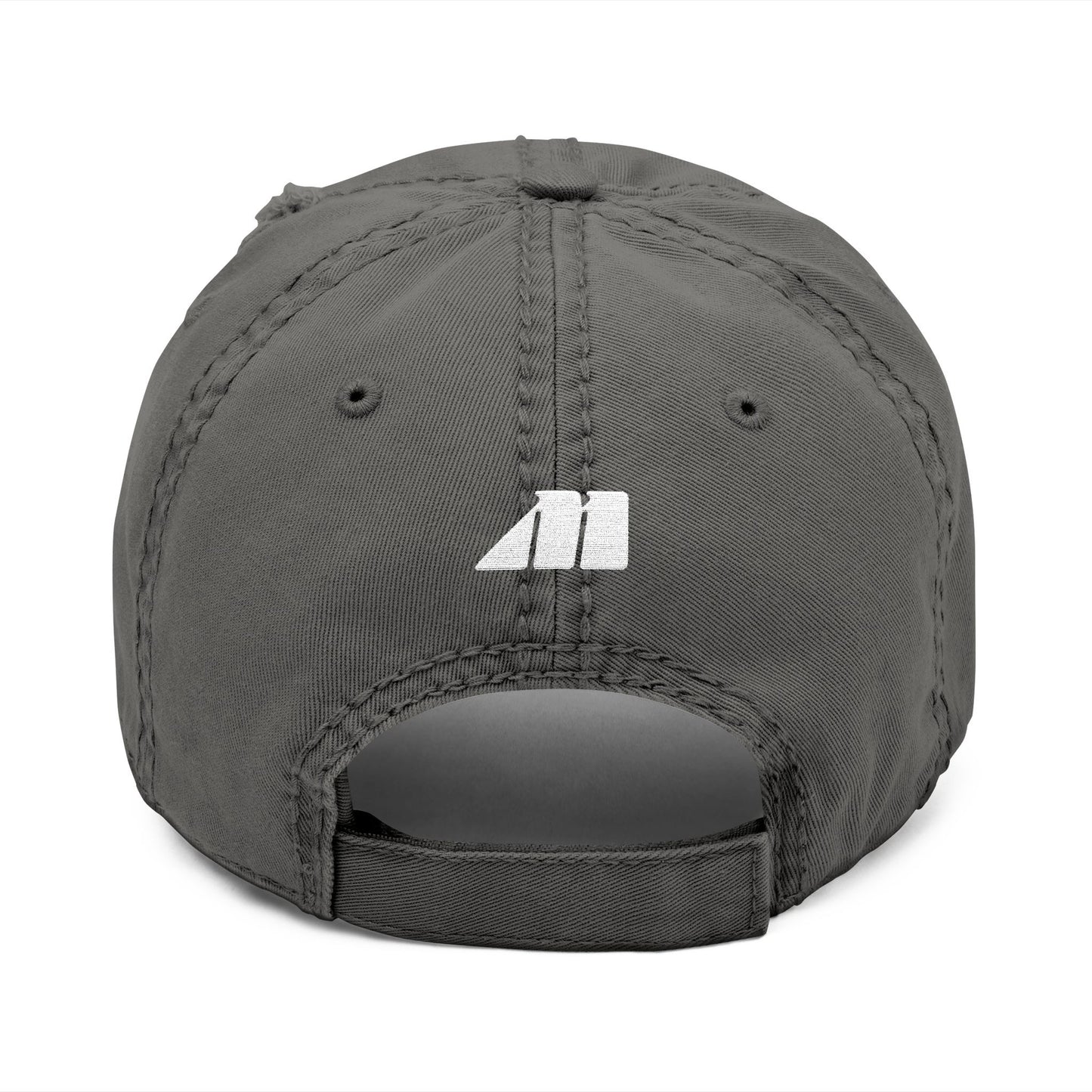 Visual Department Distressed Embroidered Dad Hat — Vintage Gothic Logo Cap