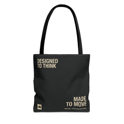 'Designed to Think' Tote Bag — Canvas AOP Carryall