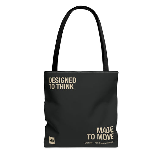 'Designed to Think' Tote Bag — Canvas AOP Carryall