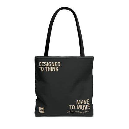 'Designed to Think' Tote Bag — Canvas AOP Carryall